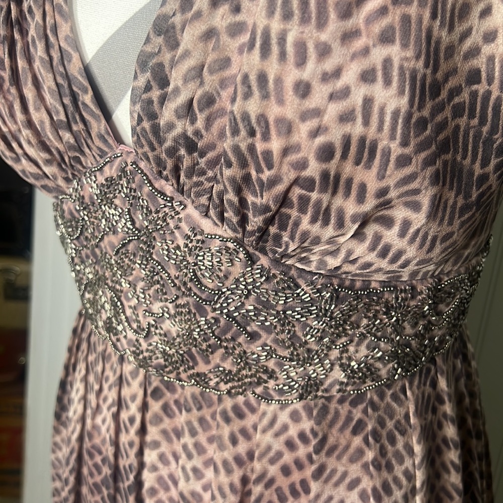 Donna Ricco Silk Beaded Maxi Halter Dress Size 6 - Picture 5 of 16
